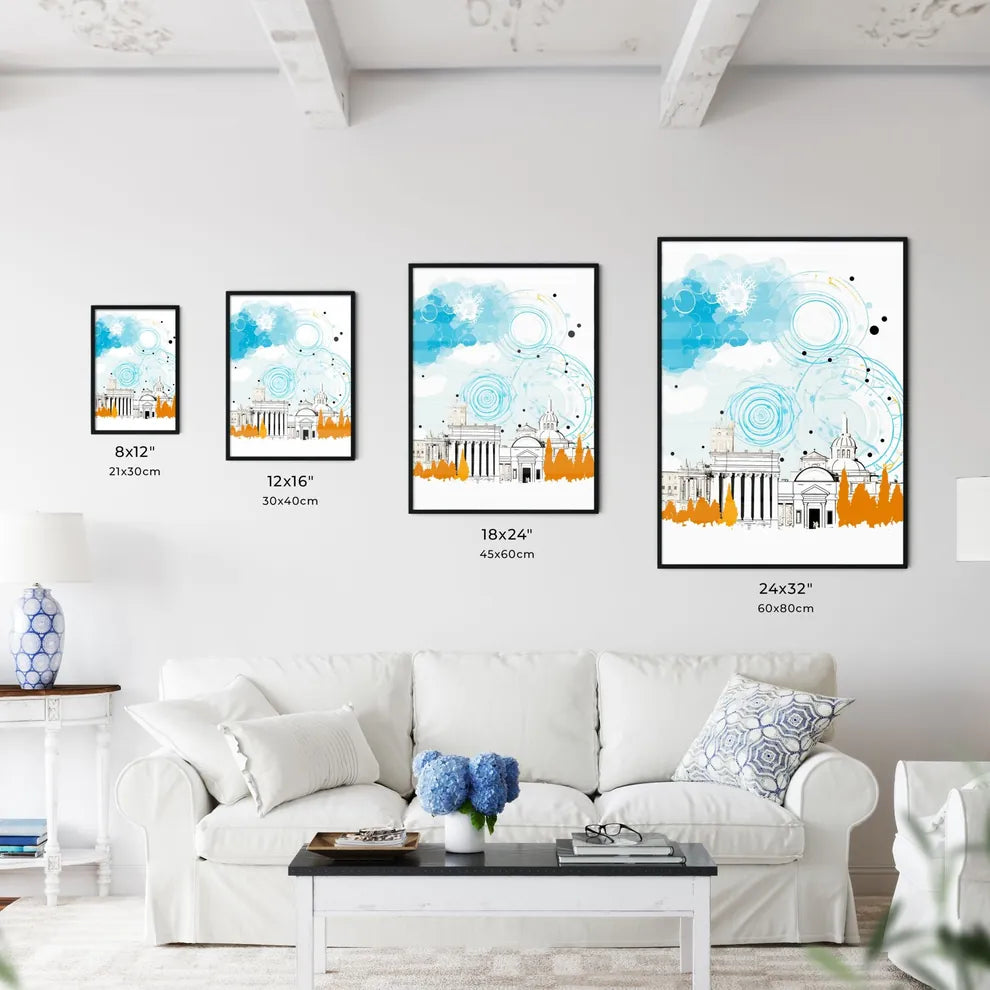 Rome Italy Old City Skyline - A Drawing Of A Building Size Chart