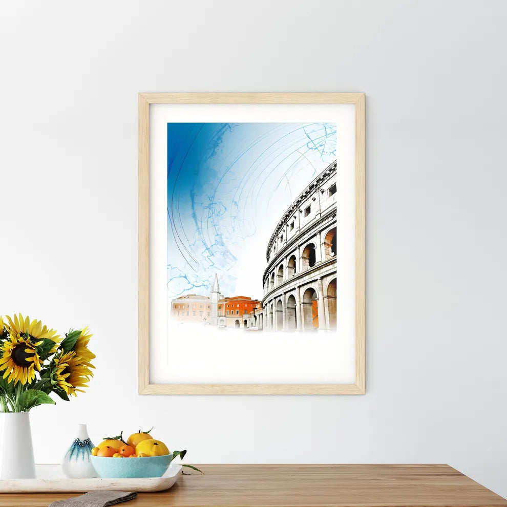Rome Italy Old City Skyline - A Large Stone Building With Arches Custom Print