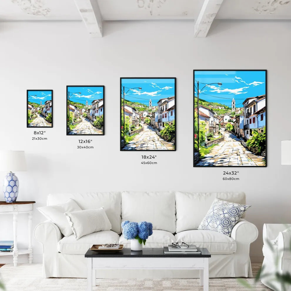 Segova Spain - A Street With Buildings And A Bell Tower Size Chart