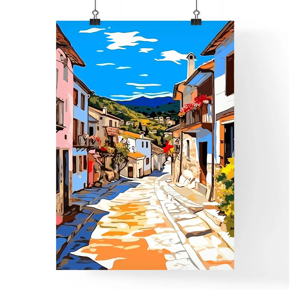 Segova Spain - A Street With Buildings And Trees Poster
