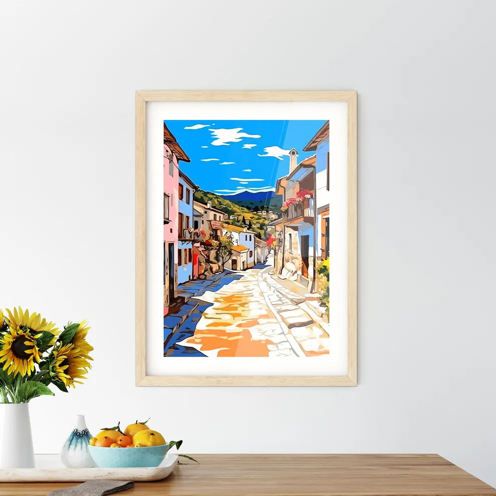 Segova Spain - A Street With Buildings And Trees Custom Print