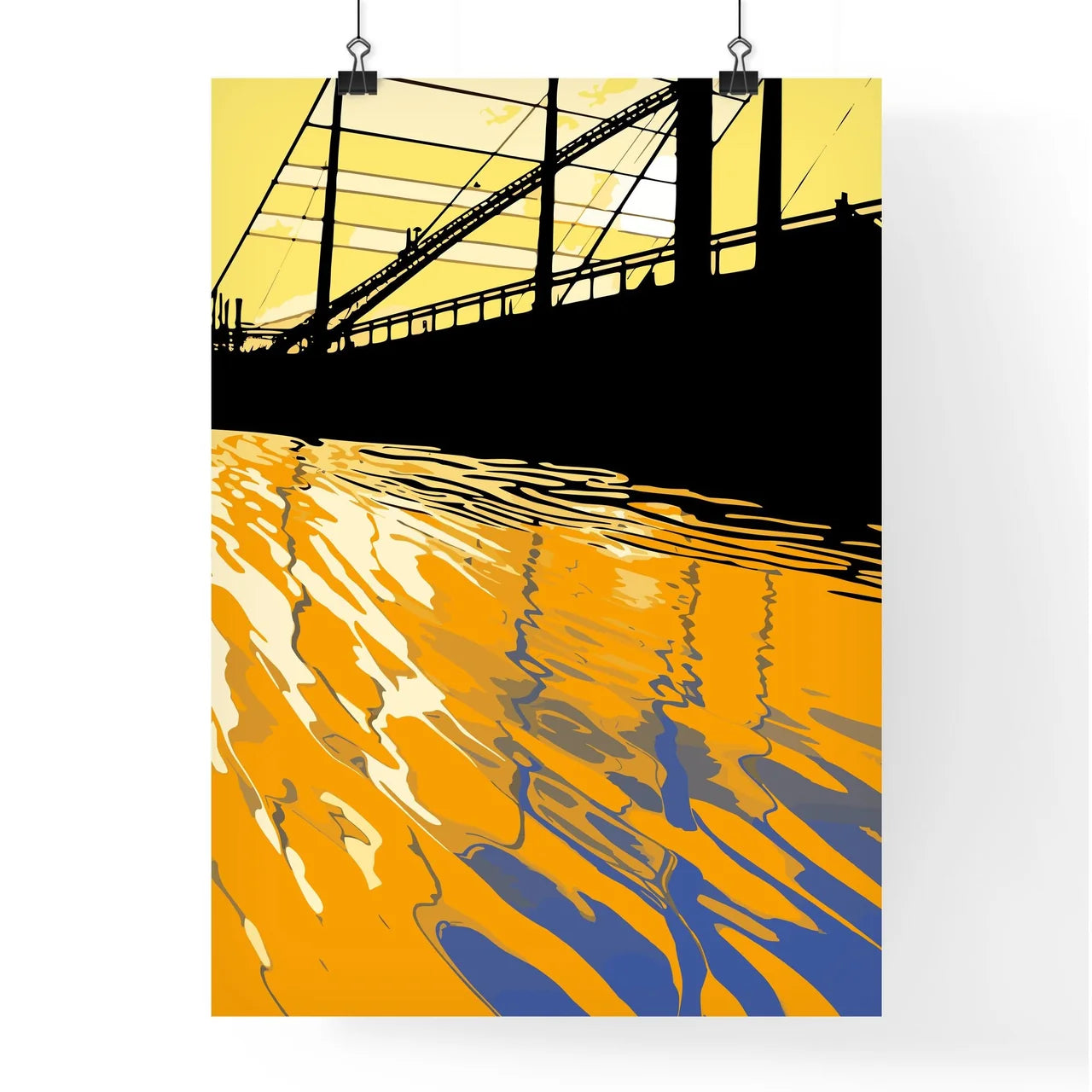 Silhouette Of Santa Monica Pier Reflected -  Poster
