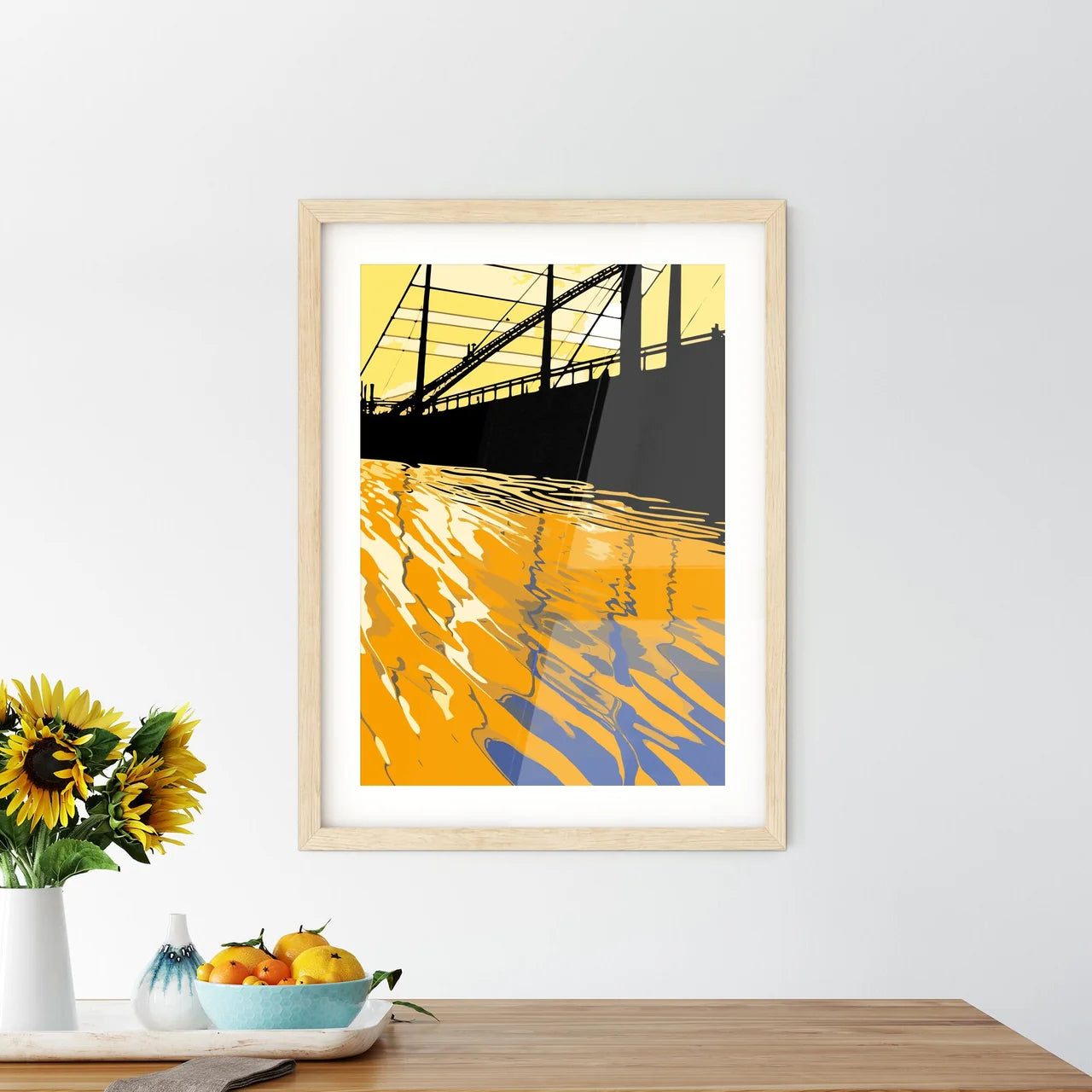 Silhouette Of Santa Monica Pier Reflected -  Framed Print