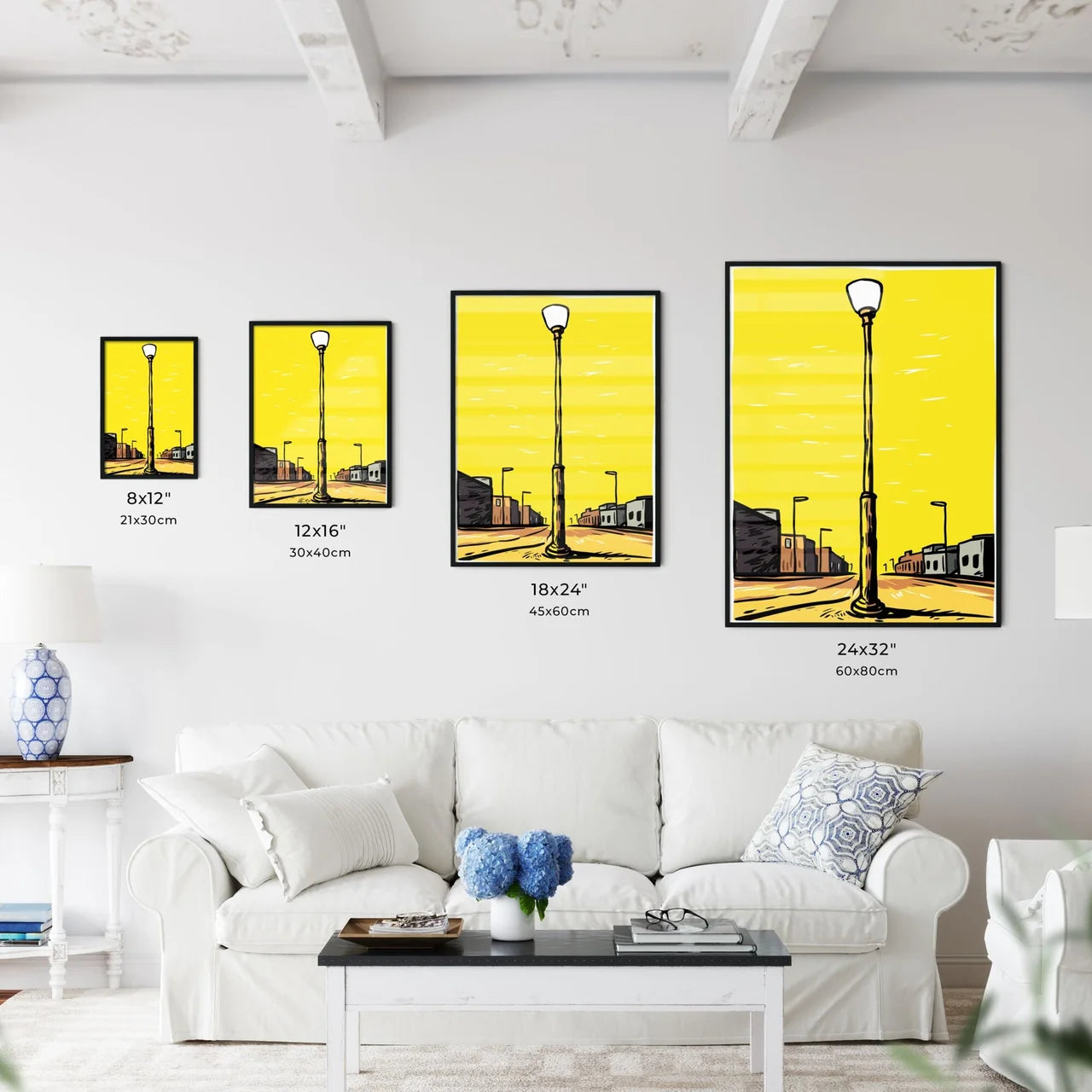 Solitary Lamppost Trying To Shine Its Yellow Light - A Street Light On A Yellow Background Size Chart