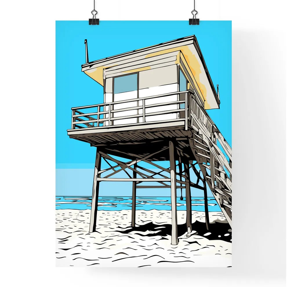 The Lifeguard Tower On Venice Beach Los Angeles Ca - A Lifeguard Tower On A Beach Poster