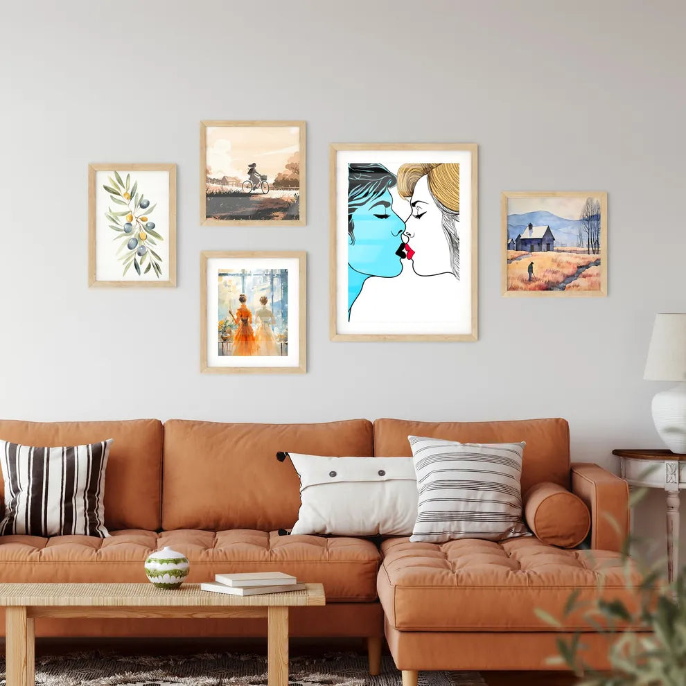 Valentine S Day Kiss Cartoon Romantic People Wall Art