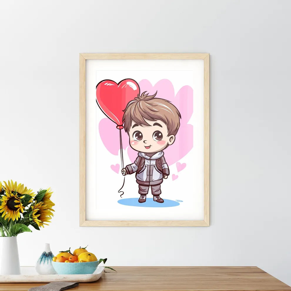 Valentines Day Greeting Card With A Cute Lit Framed Print