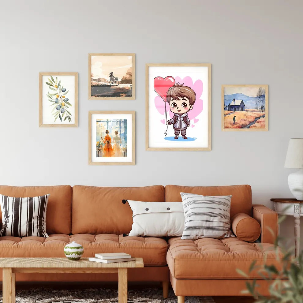 Valentines Day Greeting Card With A Cute Lit Wall Art