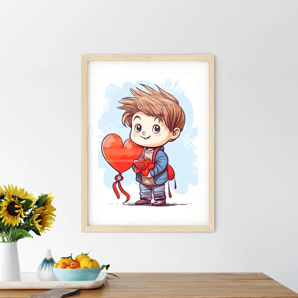 Valentines Day Greeting Card With A Cute Lit Framed Print