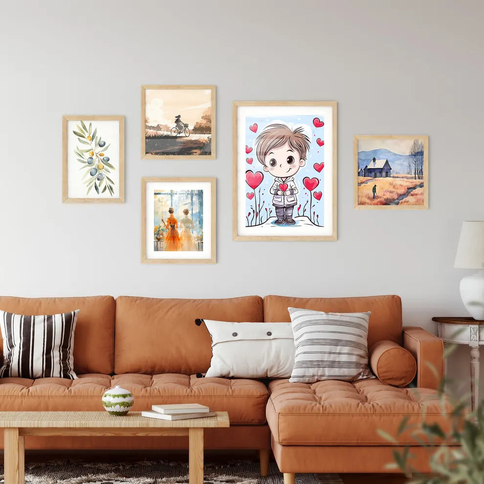 Valentines Day Greeting Card With A Cute Lit Wall Art