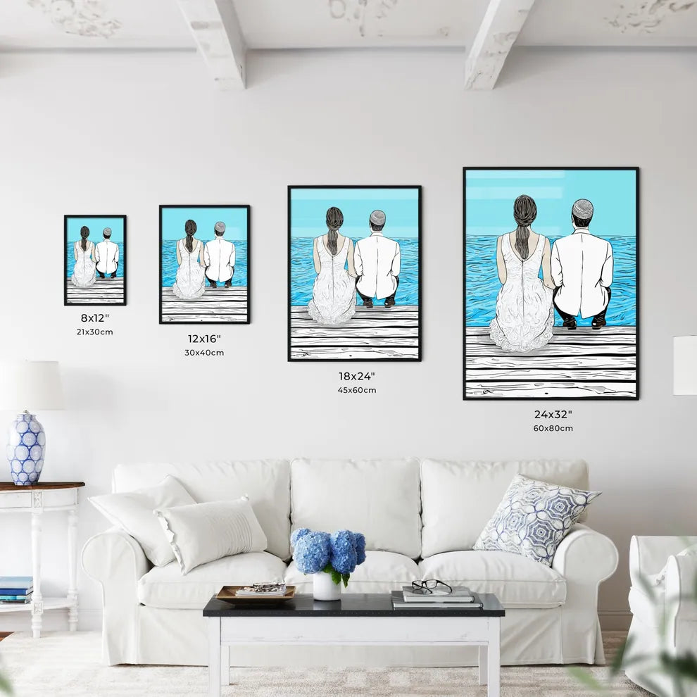 Wedding Couple Sitting On A Dock - A Man And - Kitchen Hangings