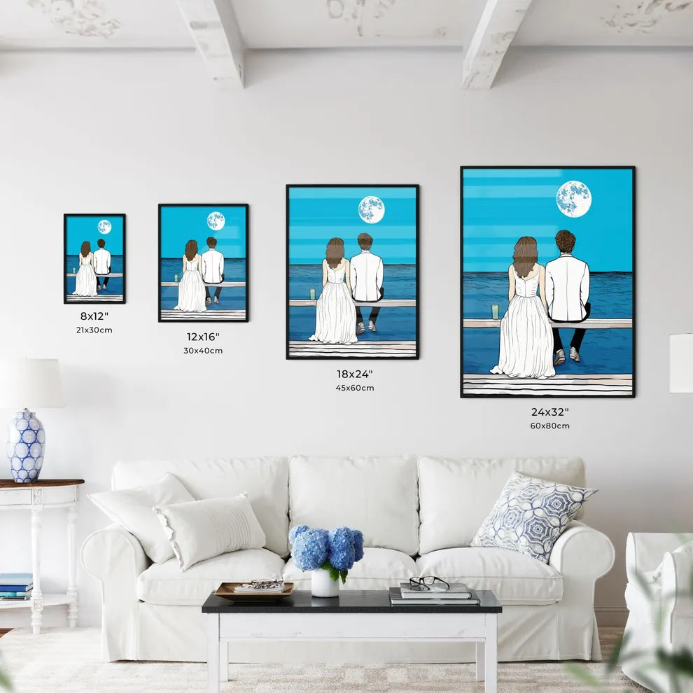 Wedding Couple Sitting On A Dock - A Man And - Kitchen Hangings