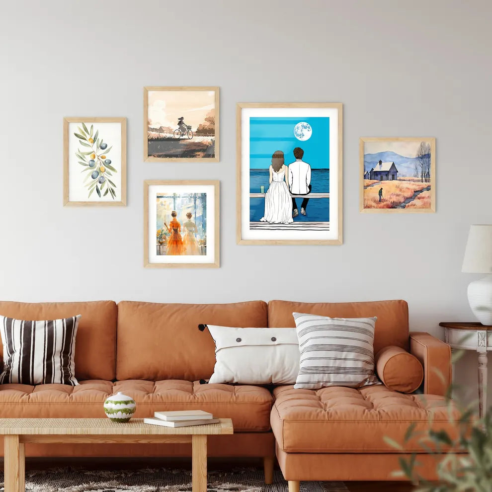Wedding Couple Sitting On A Dock - A Man And Wall Art