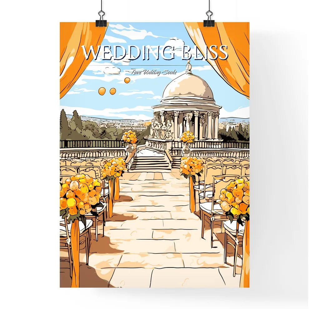Wedding Setting Where The Ceremony Will Take Place - A Drawing Of A Wedding Ceremony Poster