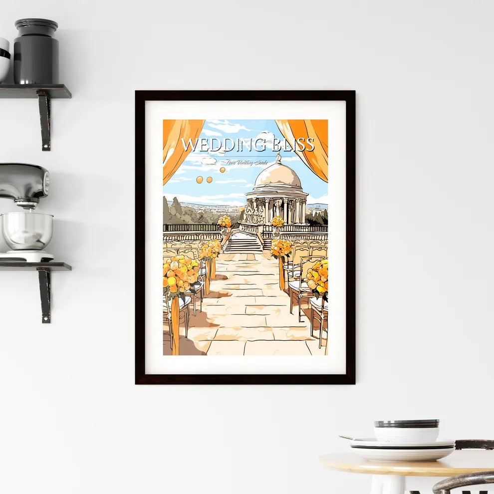 Wedding Setting Where The Ceremony Will Take Place - A Drawing Of A Wedding Ceremony Custom Print