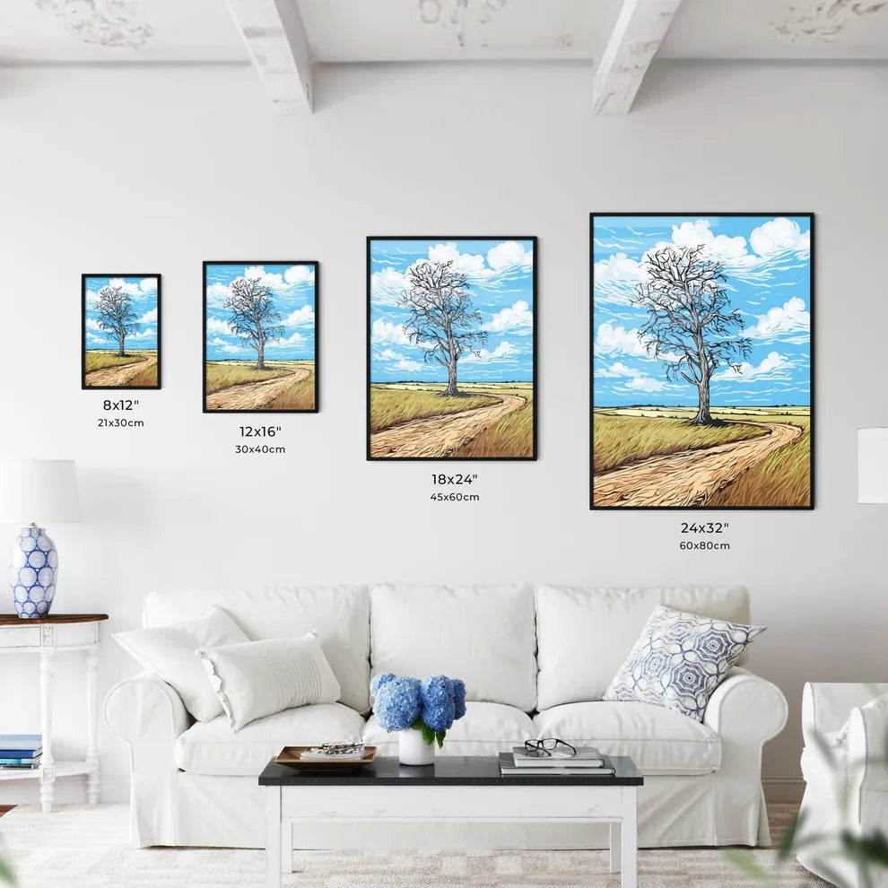 Windswept Tree In A Field Against An Cloudy  - Kitchen Hangings