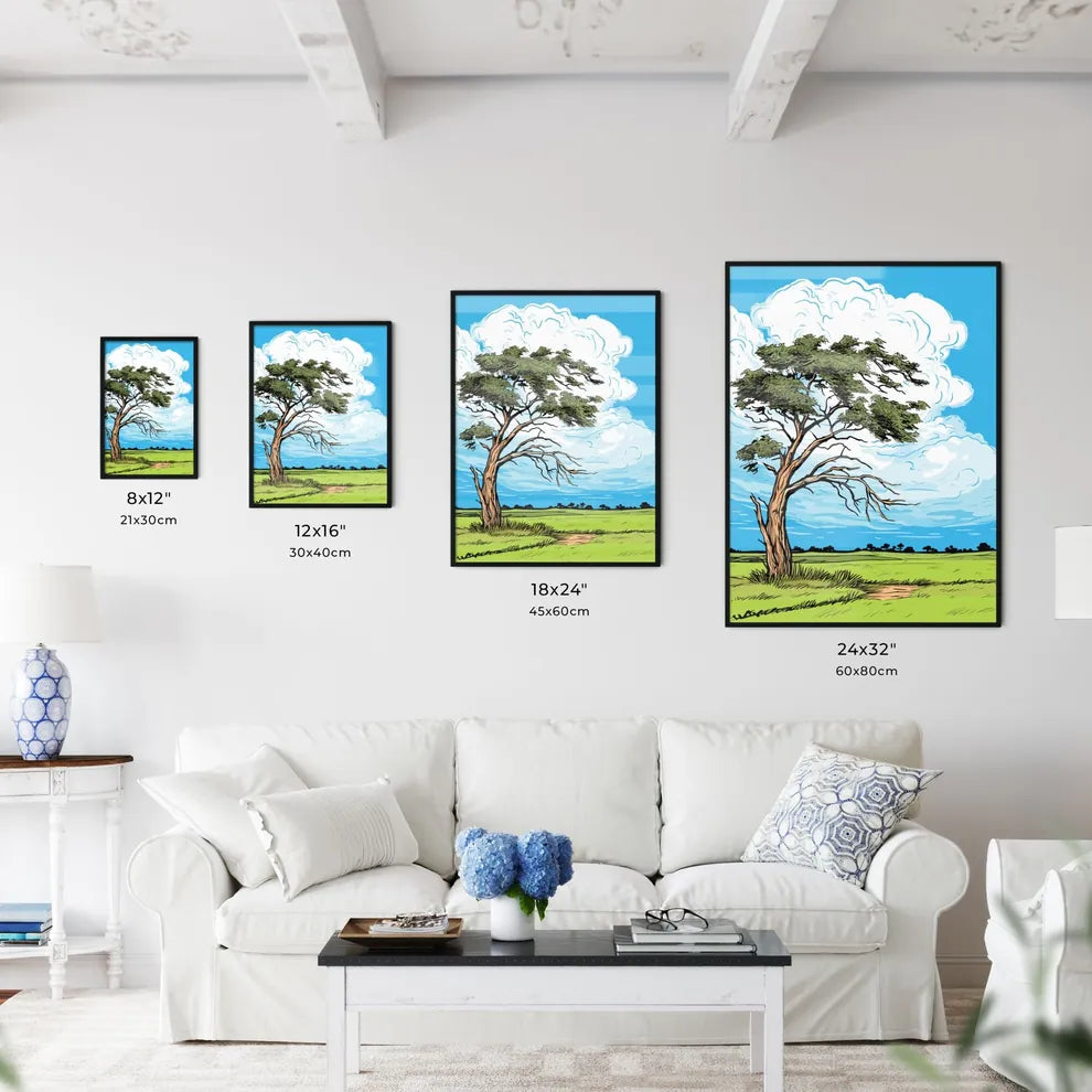 Windswept Tree In A Field Against An Cloudy  - Kitchen Hangings