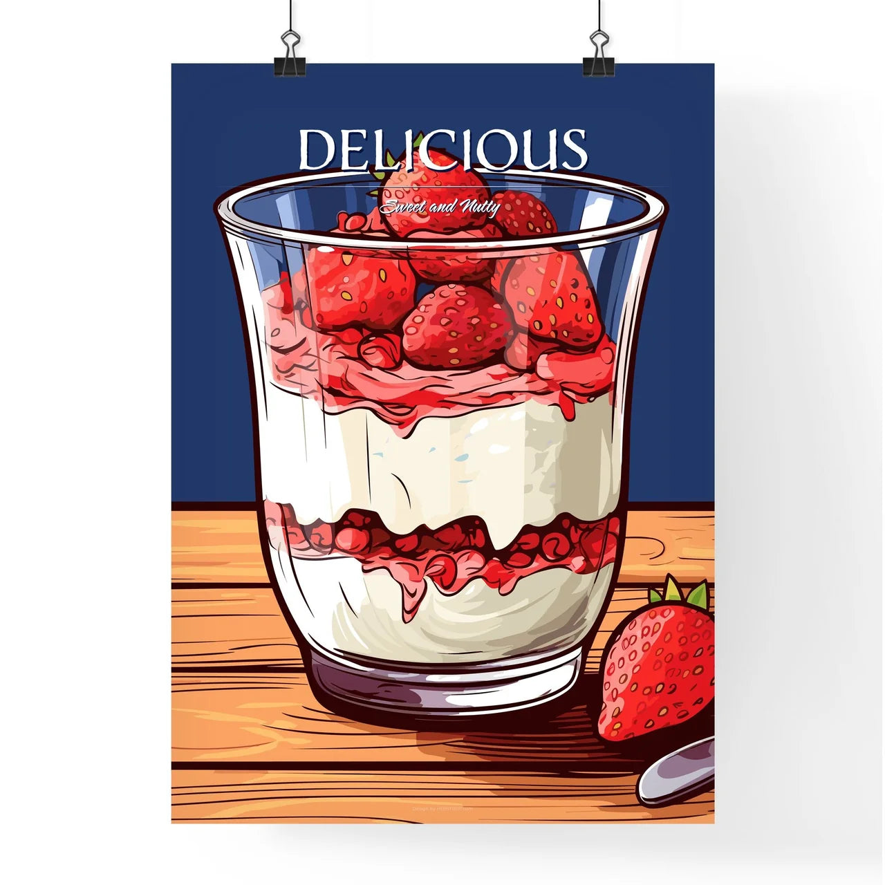Yoghurt With Granola And Strawberries In Gla Poster