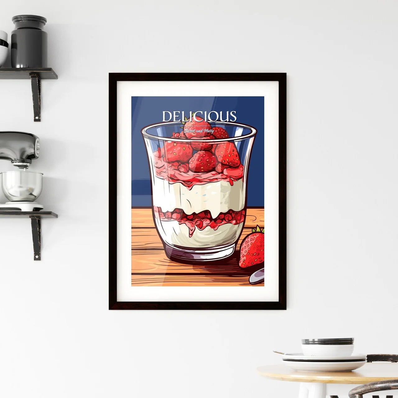 Yoghurt With Granola And Strawberries In Gla Framed Print