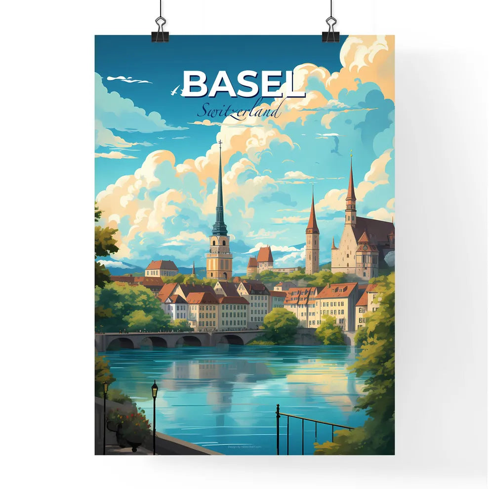 Basel Switzerland Skyline - A City With A Bridge And Trees - Customizable Travel Gift Default Title