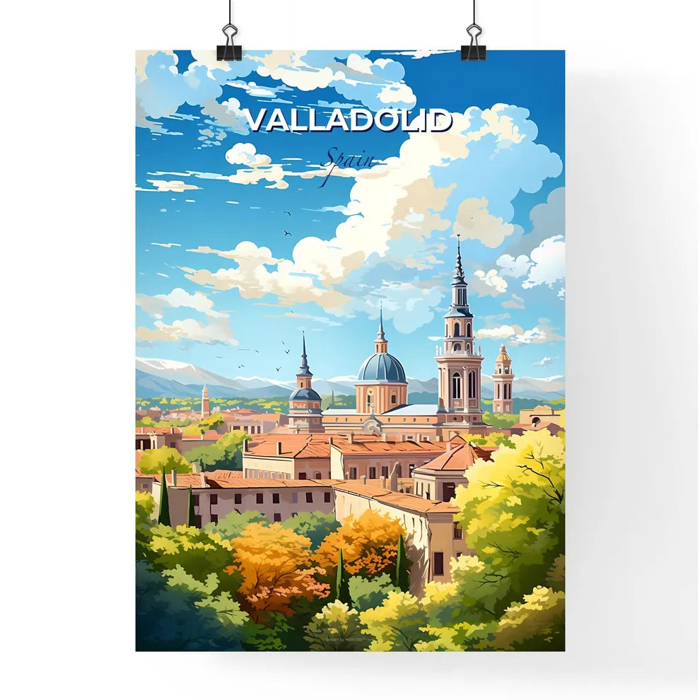 Valladolid Spain Skyline - A City With A Blue Sky And Clouds - Customizable Travel Gift Default Title