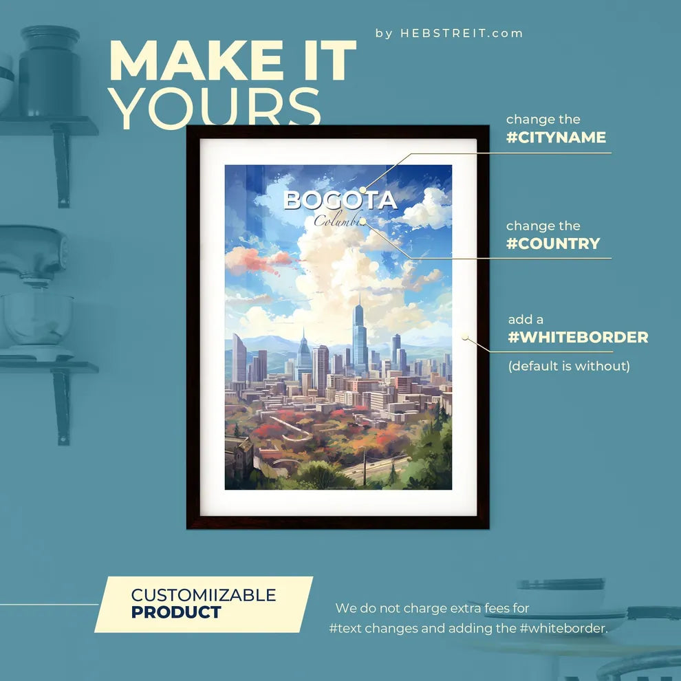 Bogota Columbia Skyline - A City Landscape With Trees And Buildings - Customizable Travel Gift Default Title