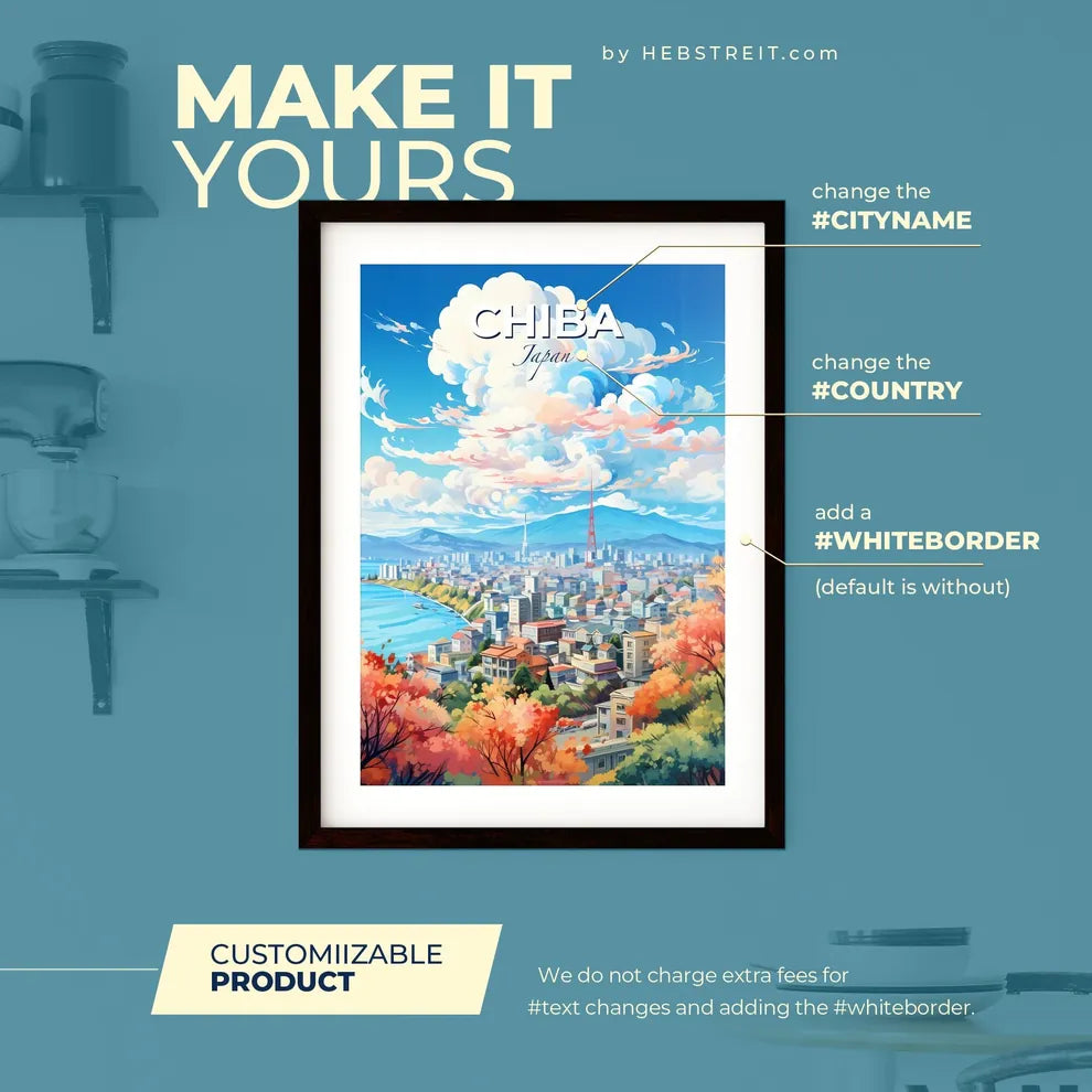 Chiba Japan Skyline - A City By The Water - Customizable Travel Gift Default Title