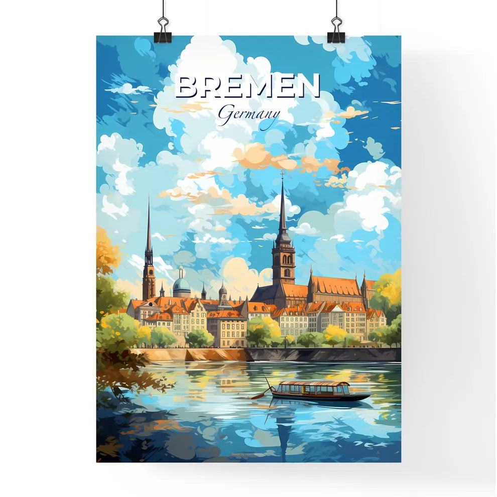 Bremen Germany Skyline - A Boat On The Water - Customizable Travel Gift Default Title