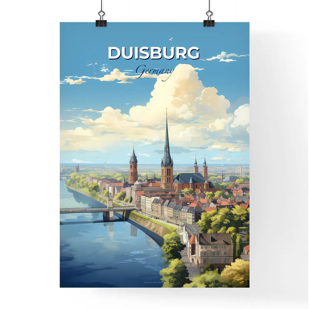 Duisburg Germany Skyline - A City With A Bridge And Trees - Customizable Travel Gift Default Title