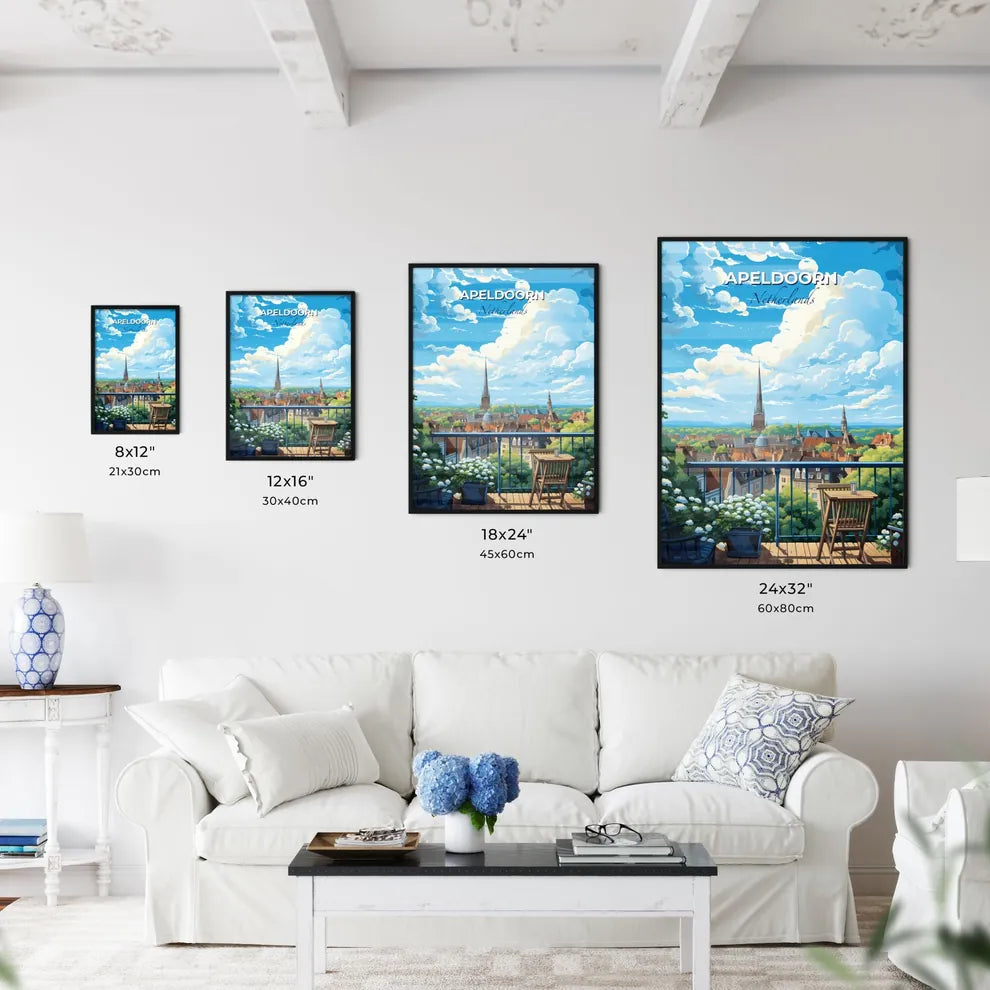 Apeldoorn Netherlands Skyline - A Balcony With A View Of A City And A Tall Tower - Customizable Travel Gift Default Title