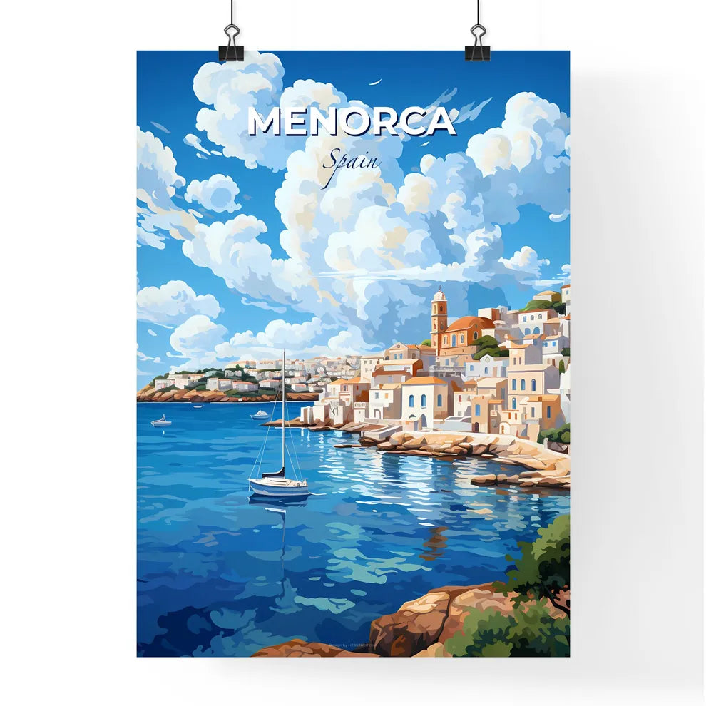 Menorca Spain Skyline - A Sailboat On The Water - Customizable Travel Gift Default Title