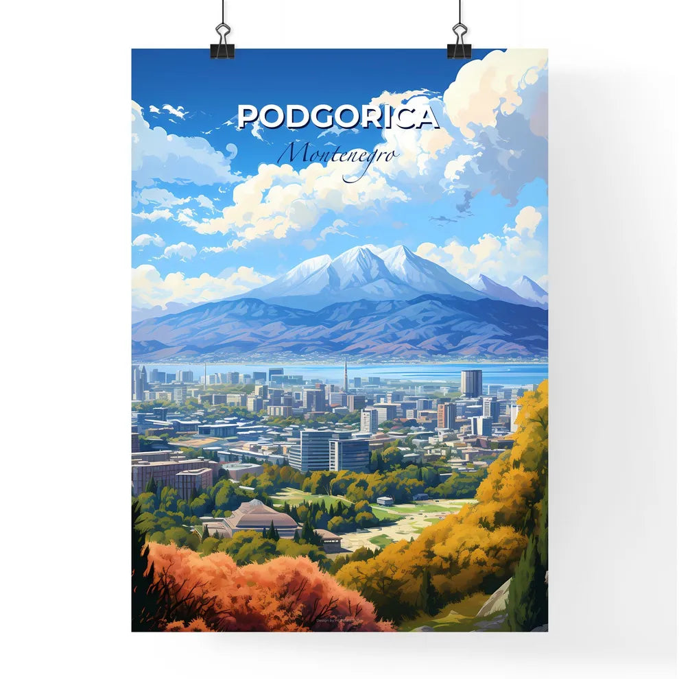 Podgorica Montenegro Skyline - A City With Mountains In The Background - Customizable Travel Gift Default Title