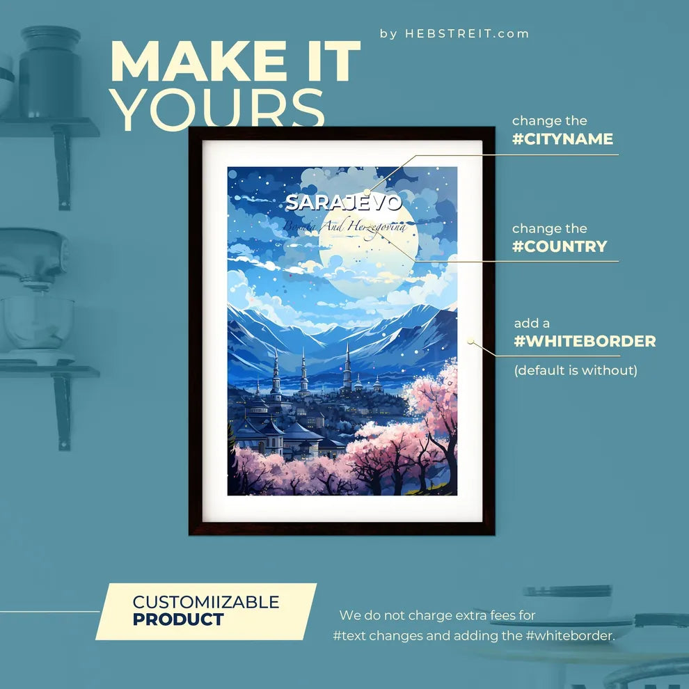 Sarajevo Bosnia And Herzegovina Skyline - A Landscape Of A City With Mountains And Trees - Customizable Travel Gift Default Title