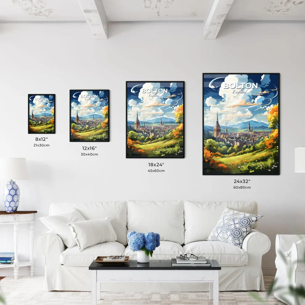 Bolton England Skyline - A Landscape With Trees And Buildings - Customizable Travel Gift Default Title