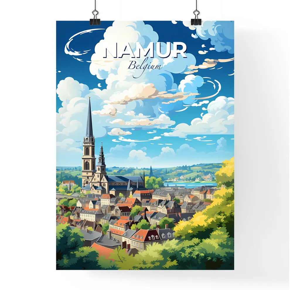 Namur Belgium Skyline - A City With A Tall Tower And A Church - Customizable Travel Gift Default Title