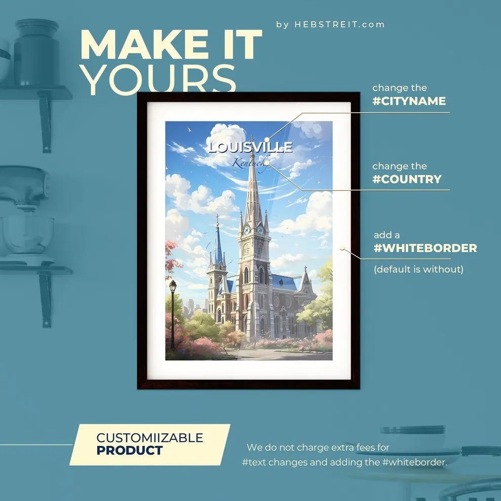 Louisville Kentucky Skyline - A Church With Trees And A Street Light - Customizable Travel Gift Default Title