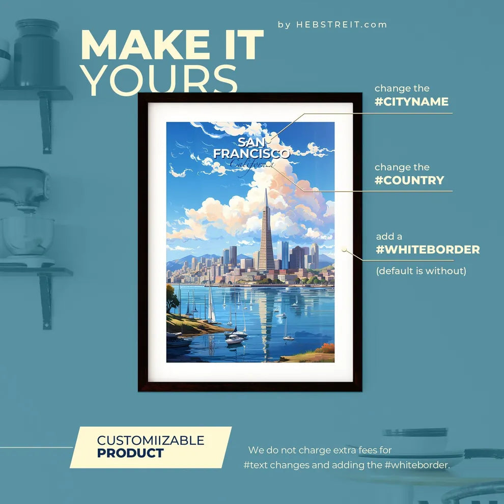 San Francisco Skyline - A City Skyline With Boats On The Water - Customizable Travel Gift Default Title