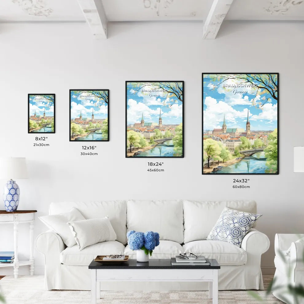 Braunschweig Germany Skyline - A City With A Bridge And Trees - Customizable Travel Gift Default Title