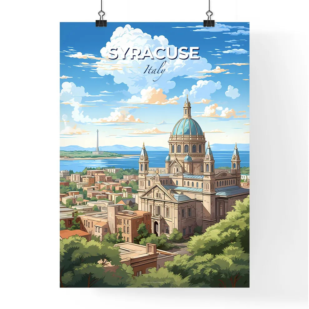 Syracuse Italy Skyline - A Large Building With A Dome And A City Landscape - Customizable Travel Gift Default Title