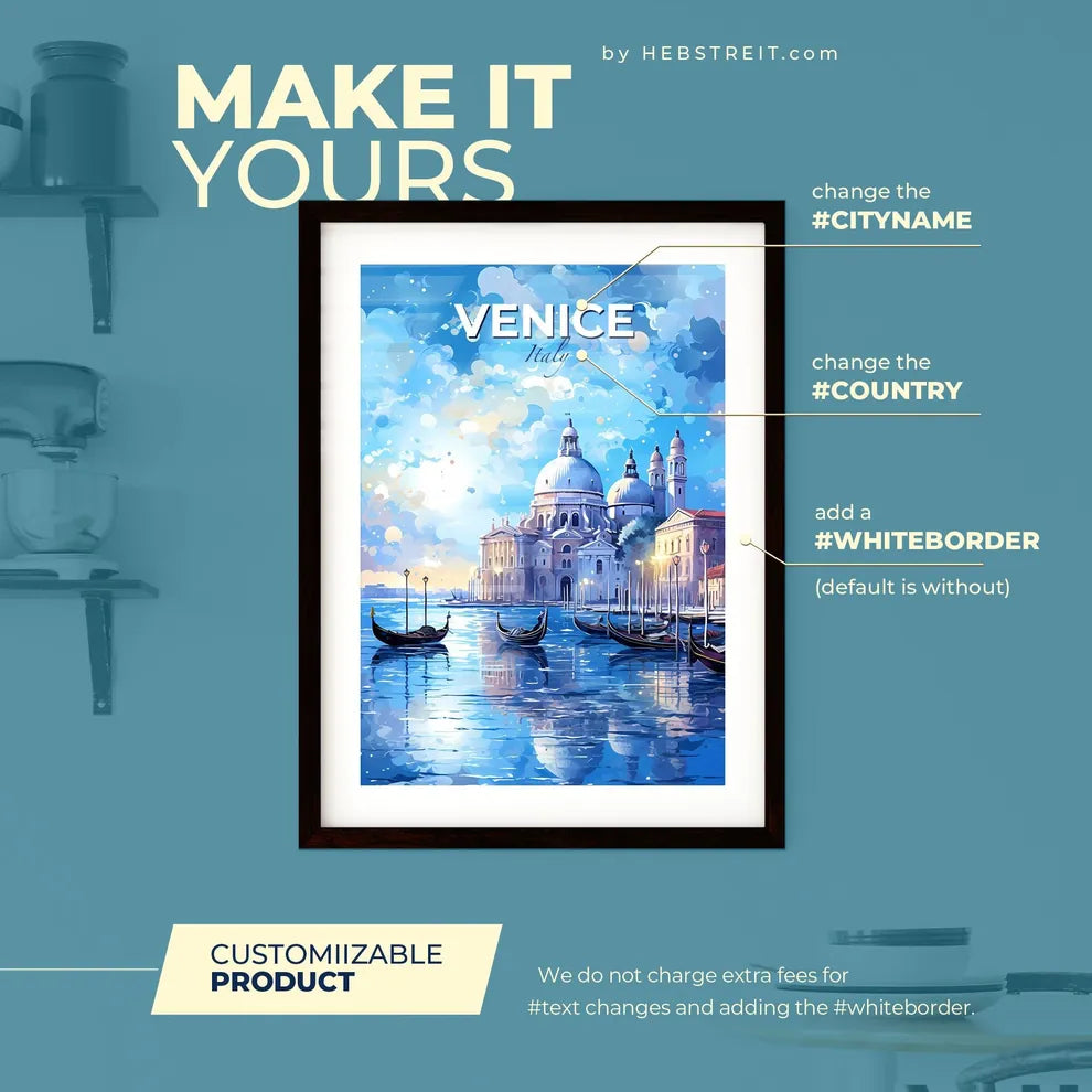 Venice Italy Skyline - A Water With Boats And A Building In The Background - Customizable Travel Gift Default Title