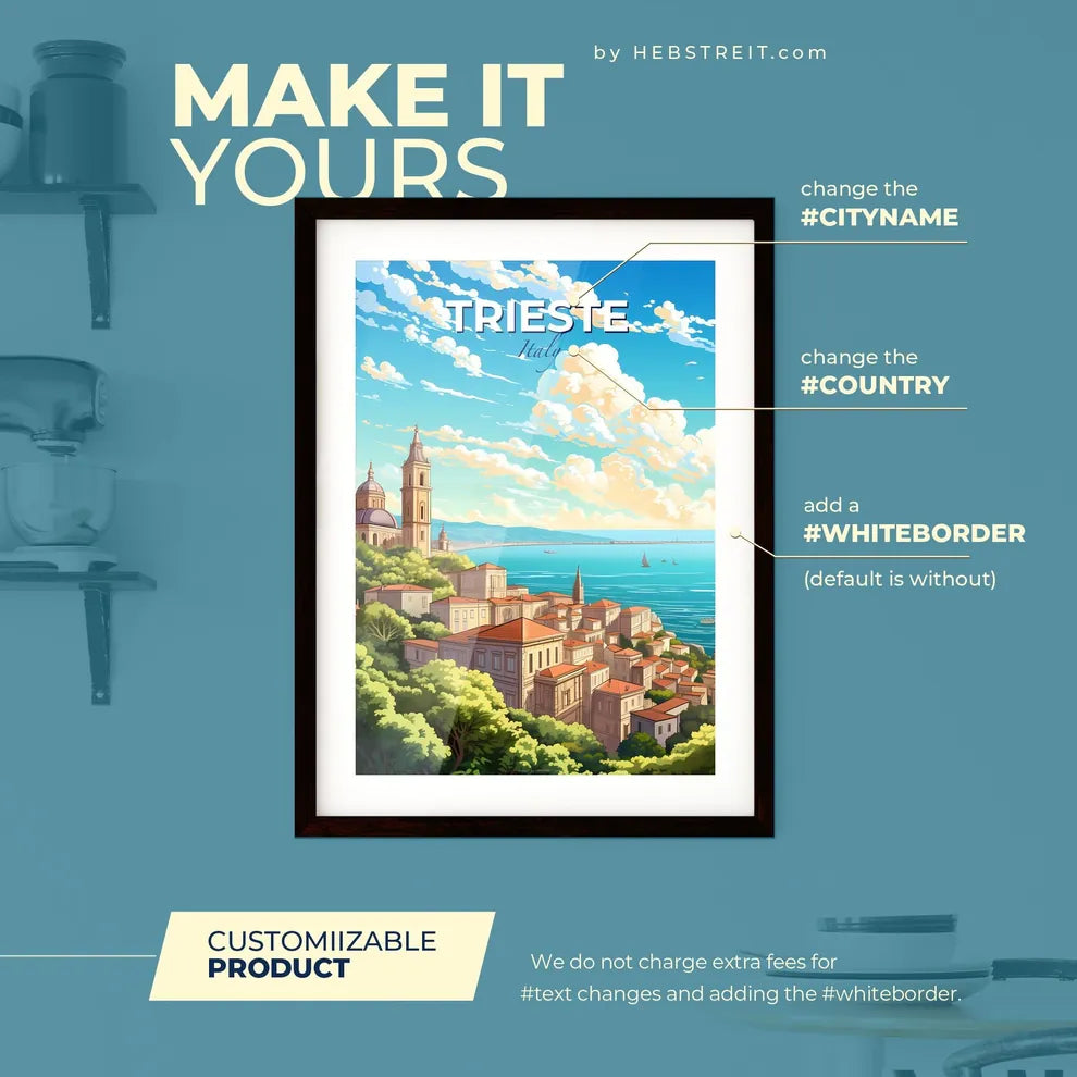 Trieste Italy Skyline - A City By The Water - Customizable Travel Gift Default Title