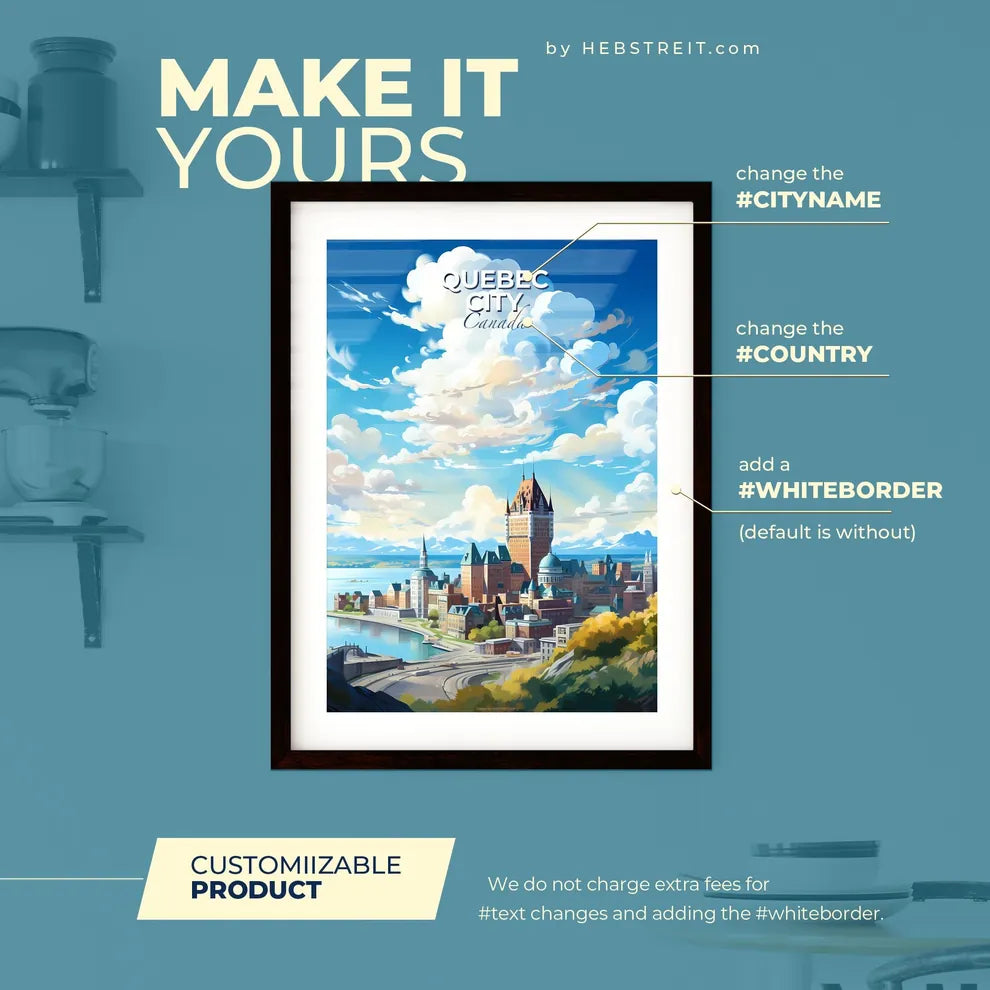 Quebec City Canada Skyline - A City By The Water - Customizable Travel Gift Default Title