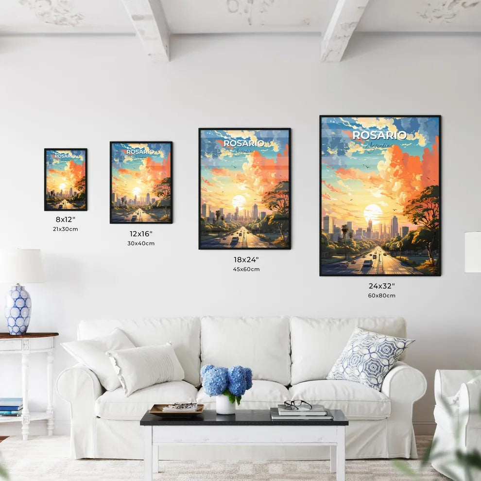 Rosario Argentina Skyline - A Road With Trees And A City In The Background - Customizable Travel Gift Default Title