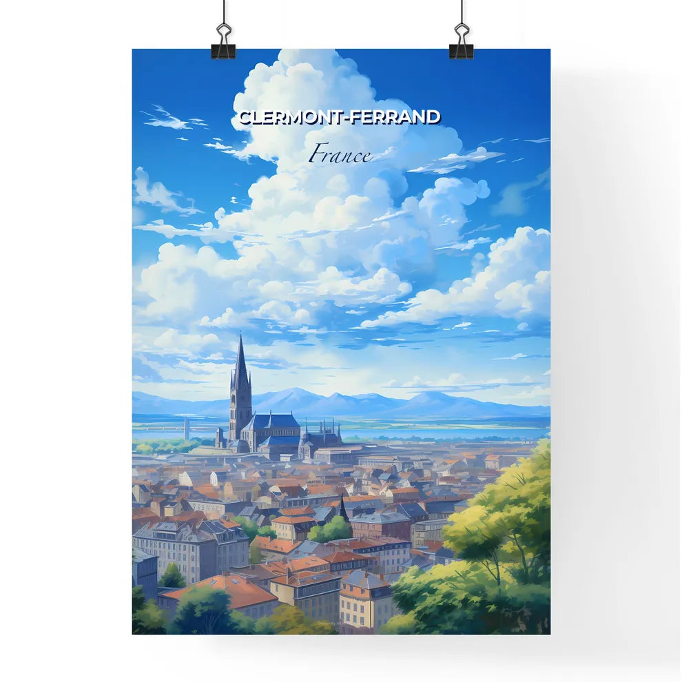 Clermont-Ferrand France Skyline - A City With A Tall Tower And A Large Building - Customizable Travel Gift Default Title