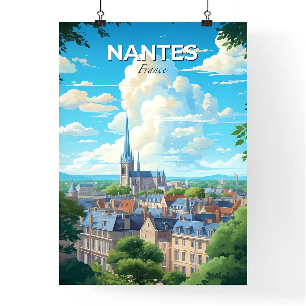 Nantes France Skyline - A City With A Tall Spire And Trees - Customizable Travel Gift Default Title