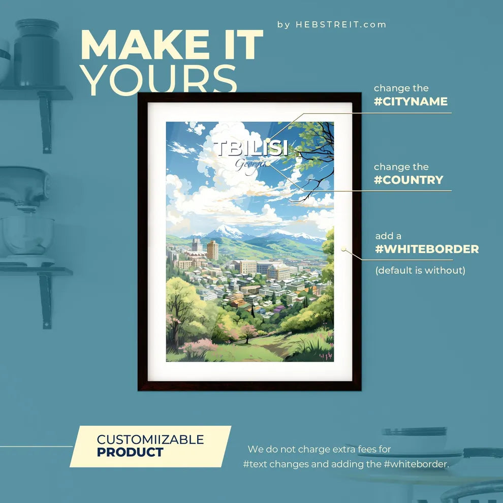 Tbilisi Georgia Skyline - A City In The Mountains - Customizable Travel Gift Default Title