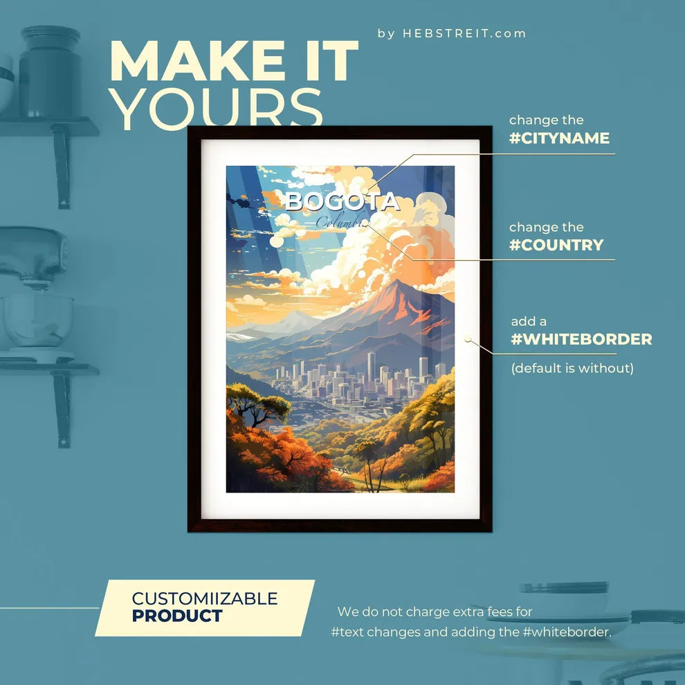 Bogota Columbia Skyline - A Landscape Of A City And Mountains - Customizable Travel Gift Default Title