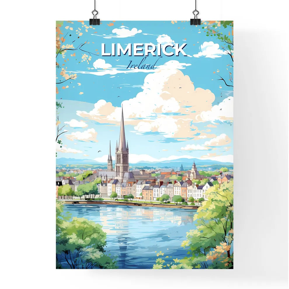 Limerick Ireland Skyline - A City With A Church And A River - Customizable Travel Gift Default Title