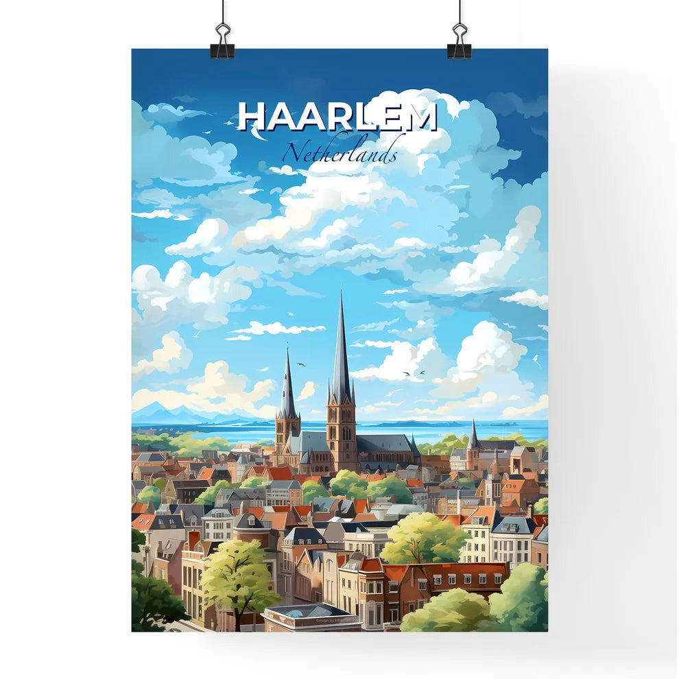 Haarlem Netherlands Skyline - A City With A Tall Spire And Trees - Customizable Travel Gift Default Title