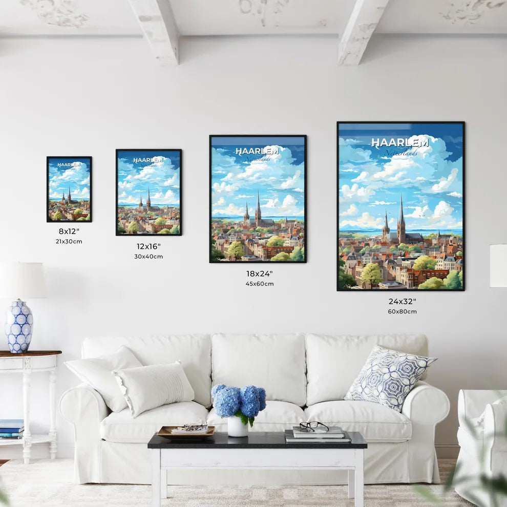 Haarlem Netherlands Skyline - A City With A Tall Spire And Trees - Customizable Travel Gift Default Title